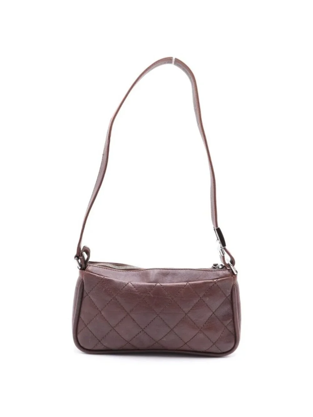 Chanel Timeless CC Logo Mini Shoulder Bag Brown Leather Silver